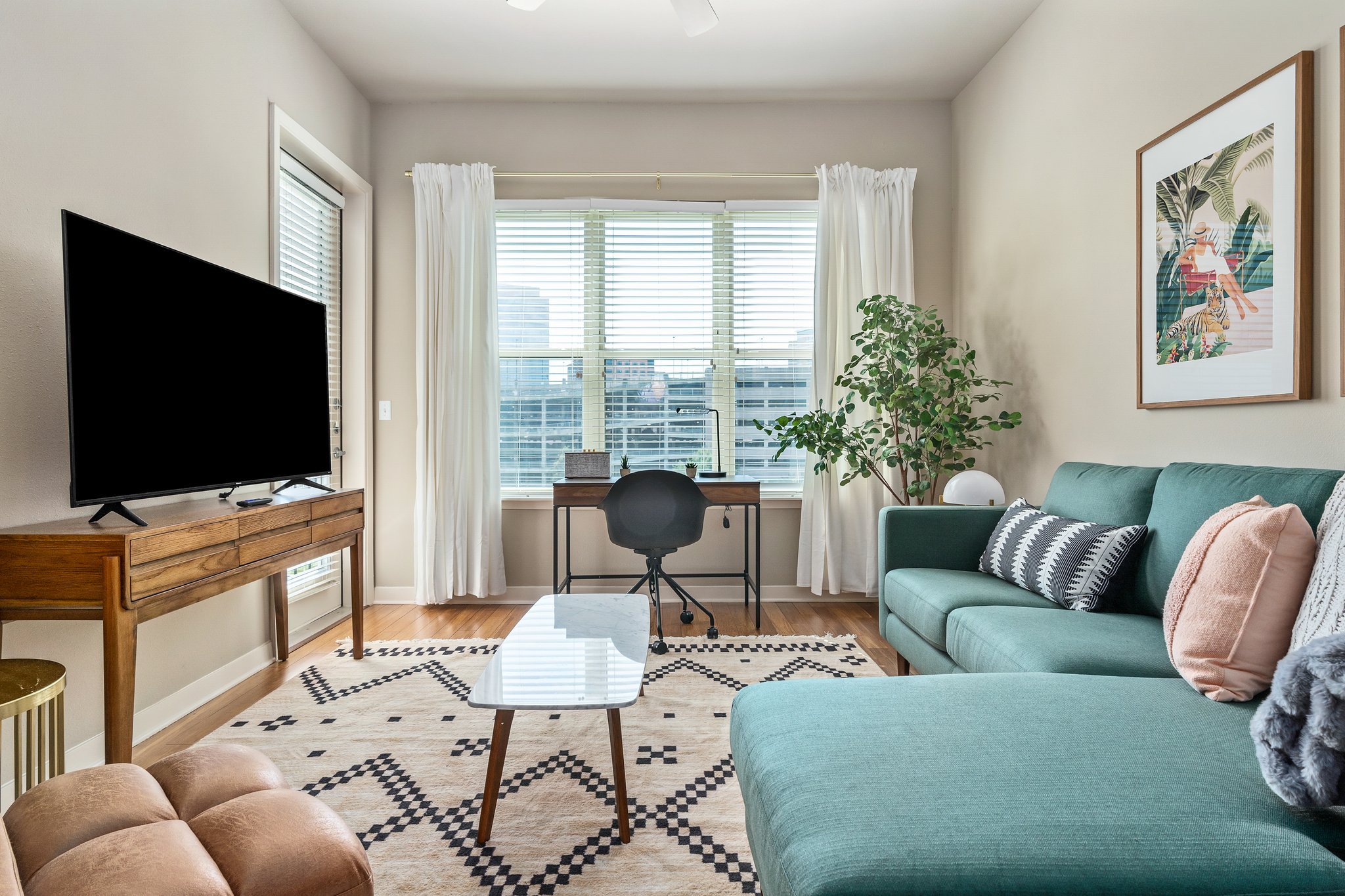 furnished living room at Elan Med Center