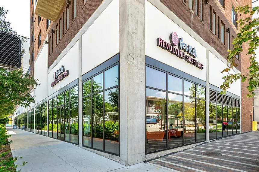 Exterior photo of Kura Revolving Sushi Bar located at Mid Main Lofts