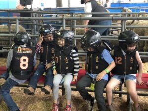 kids getting ready for Houston Rodeo mutton bustin'