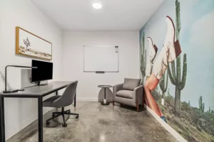 Office area in a Lodgeur Digital Nomad Suite