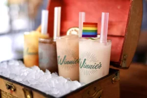 Treasure chest flight of frozen cocktails at Winnie's
