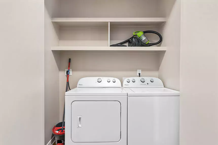 Washer and dryer in a Lodgeur furnished rental apartment in Houston TX.