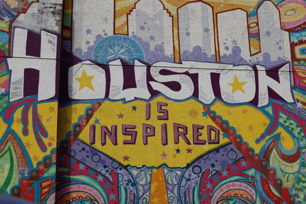 As a bonus, the famous "Houston is Inspired" mural is two blocks from the downtown Miro sculpture at 600 Travis Street.