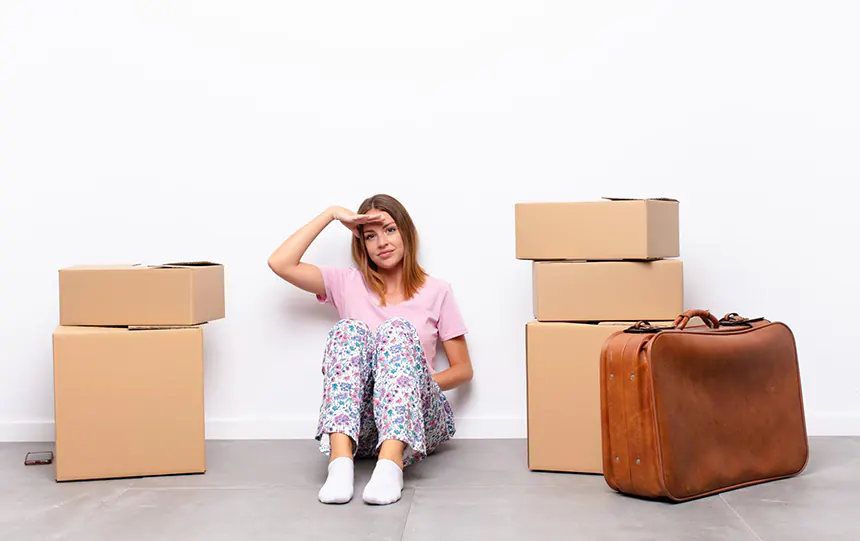 woman with boxes