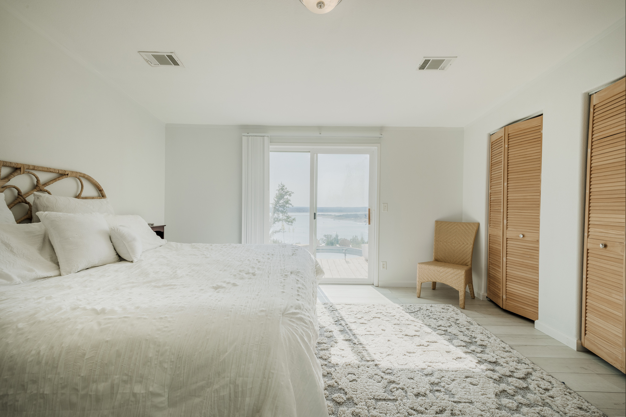 bedroom with views of Lake Travis