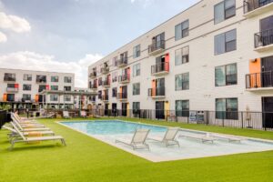 The swimming pool for residents at Mid Main Lofts