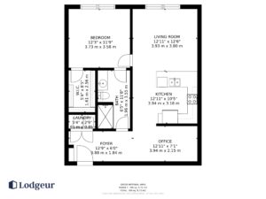Floor plan of the Large One Bedroom with Office at Mid Main Lofts
