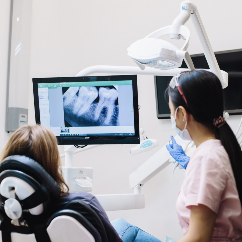 dentist and patient at a dental practice