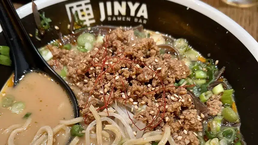 A delicious bowl of tonkotsu ramen at JINYA in Midtown