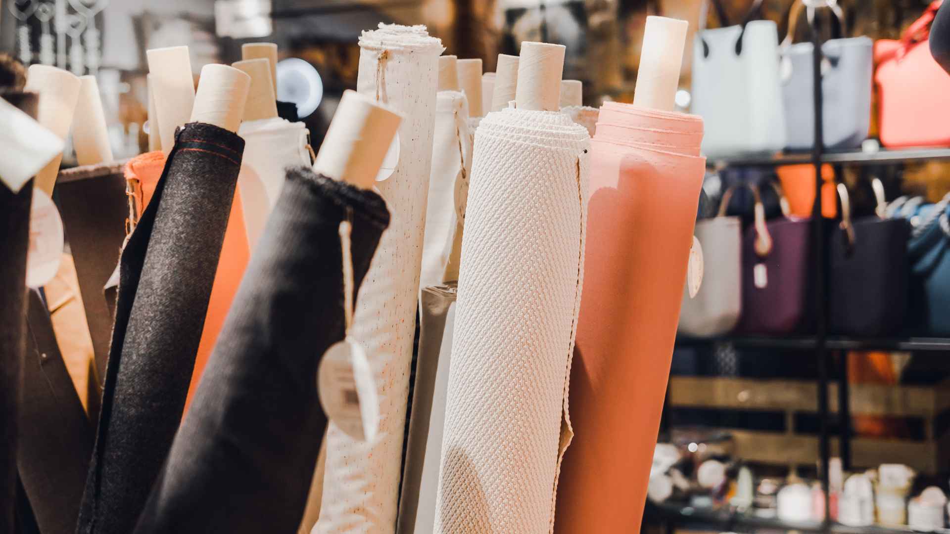 bolts of quilting fabric