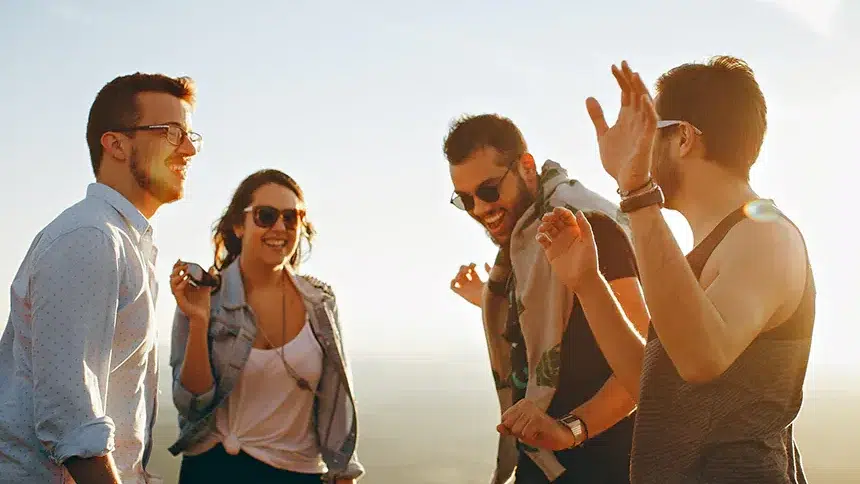 Friends having a good time under the sun