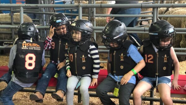 kids getting prepped up for Houston Rodeo mutton bustin' competition