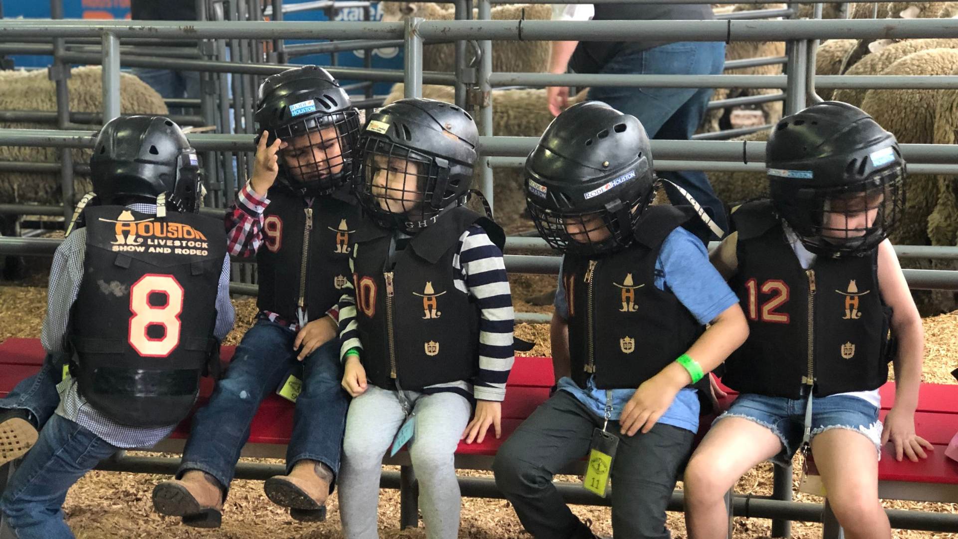 kids getting prepped up for Houston Rodeo mutton bustin' competition