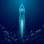 Artistic rendering of a rocket launching