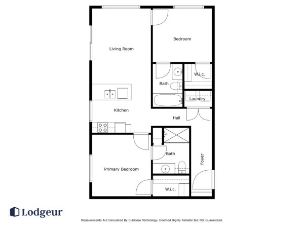 Floor plan of the Corner Two-Bedroom at Mid Main Lofts