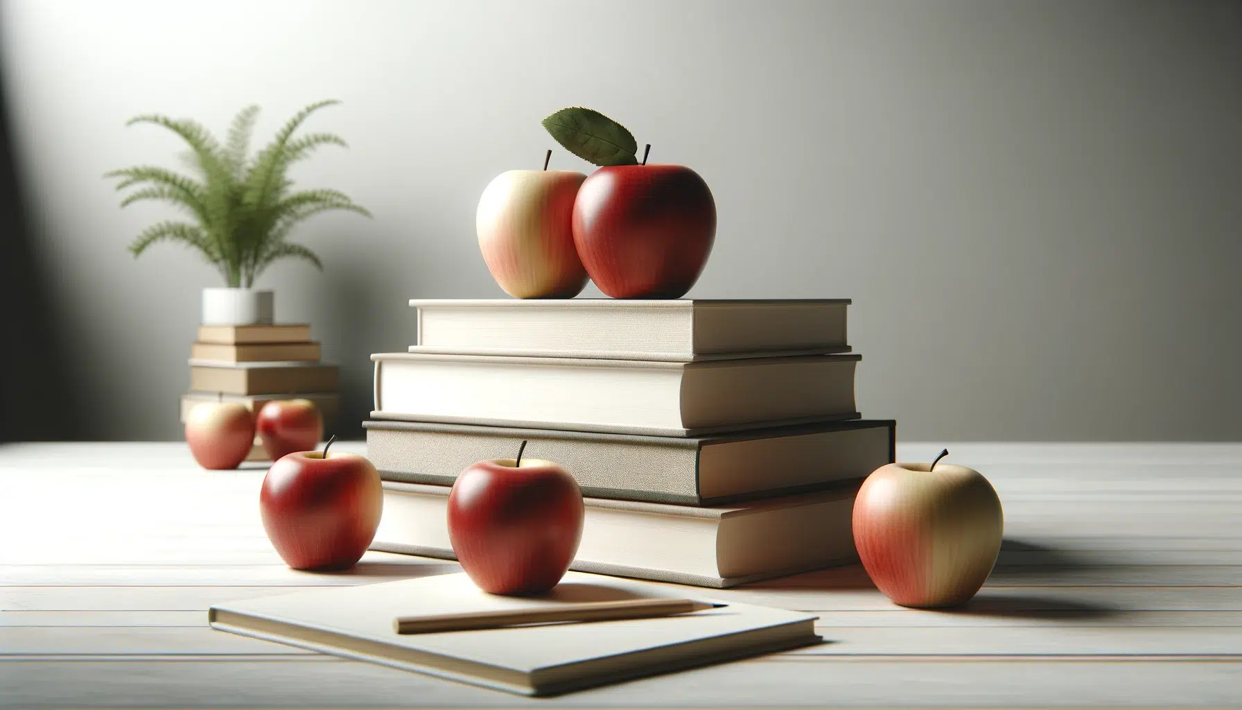 apples on books