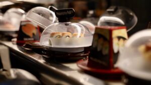 sushi conveyor belt at Kura