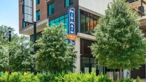 The exterior of the Mid Main Lofts apartment community in Houston's Midtown neighborhood