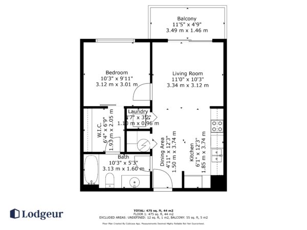 Floorplan of a one-bedroom furnished apartment at Lodgeur Energy Corridor in TMC West